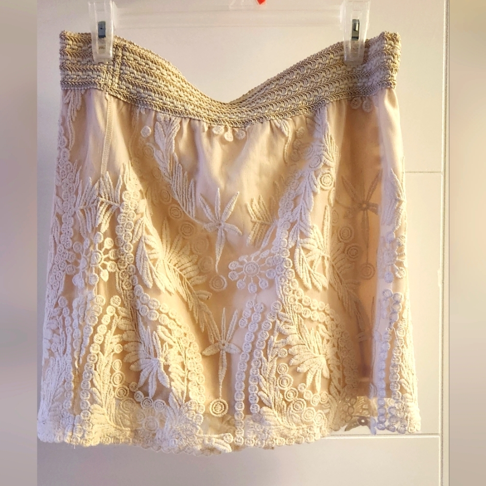 Elegant Cream Lace Skirt